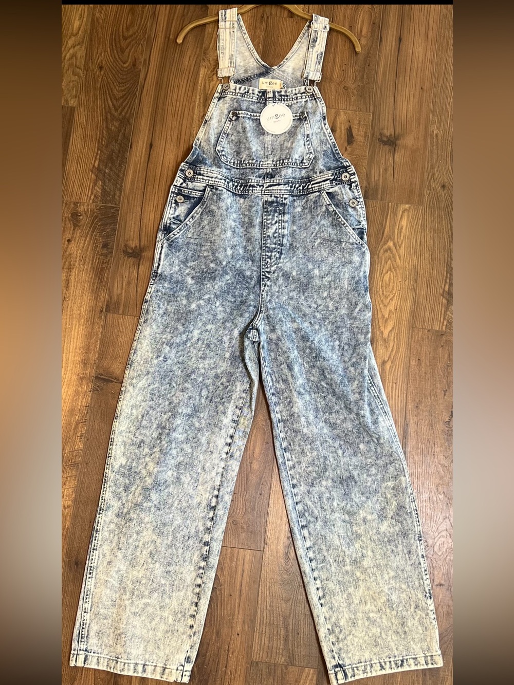 Umgee Acid Wash Denim Overalls in Blue Size Medium NWT